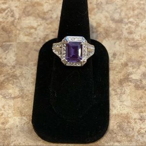 Elegantly Radiant CZ Cocktail Ring- Dark Amethyst